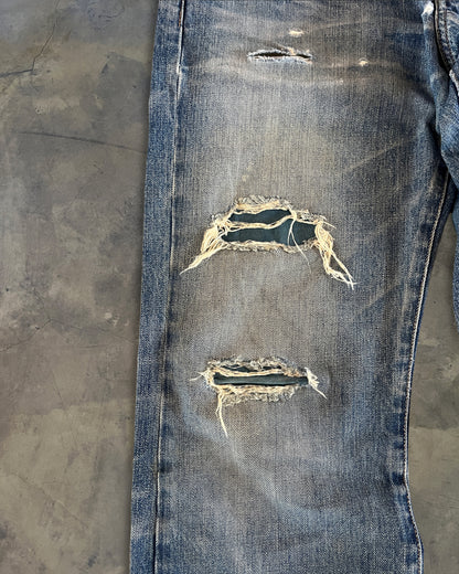 ISAMU KATAYAMA BACKLASH DISTRESSED PATCH REPAIR DENIM