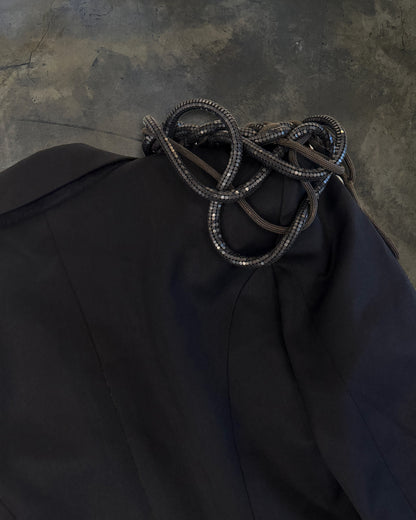 BALMAIN SS2010 RUNWAY EMBELLISHED BLACK WOOL TAIL COAT