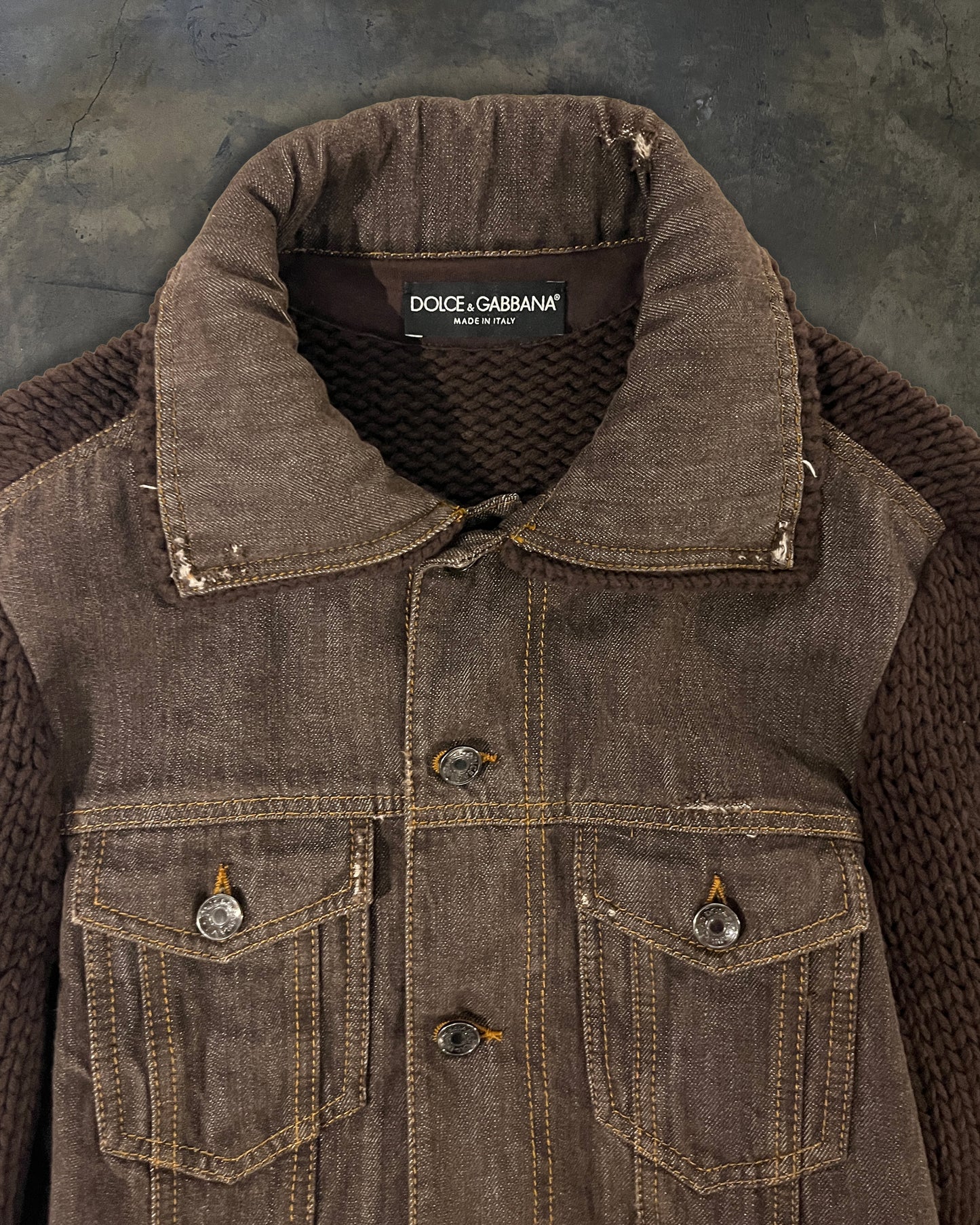 2010's DOLCE & GABBANA DISTRESSED HYBRID DOCKING JACKET