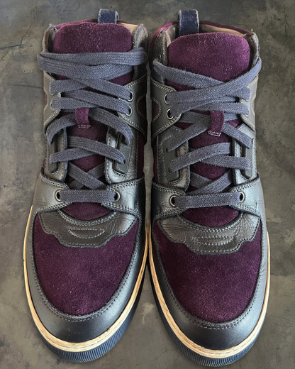 LANVIN PURPLE MID TOP SUEDE SNEAKER