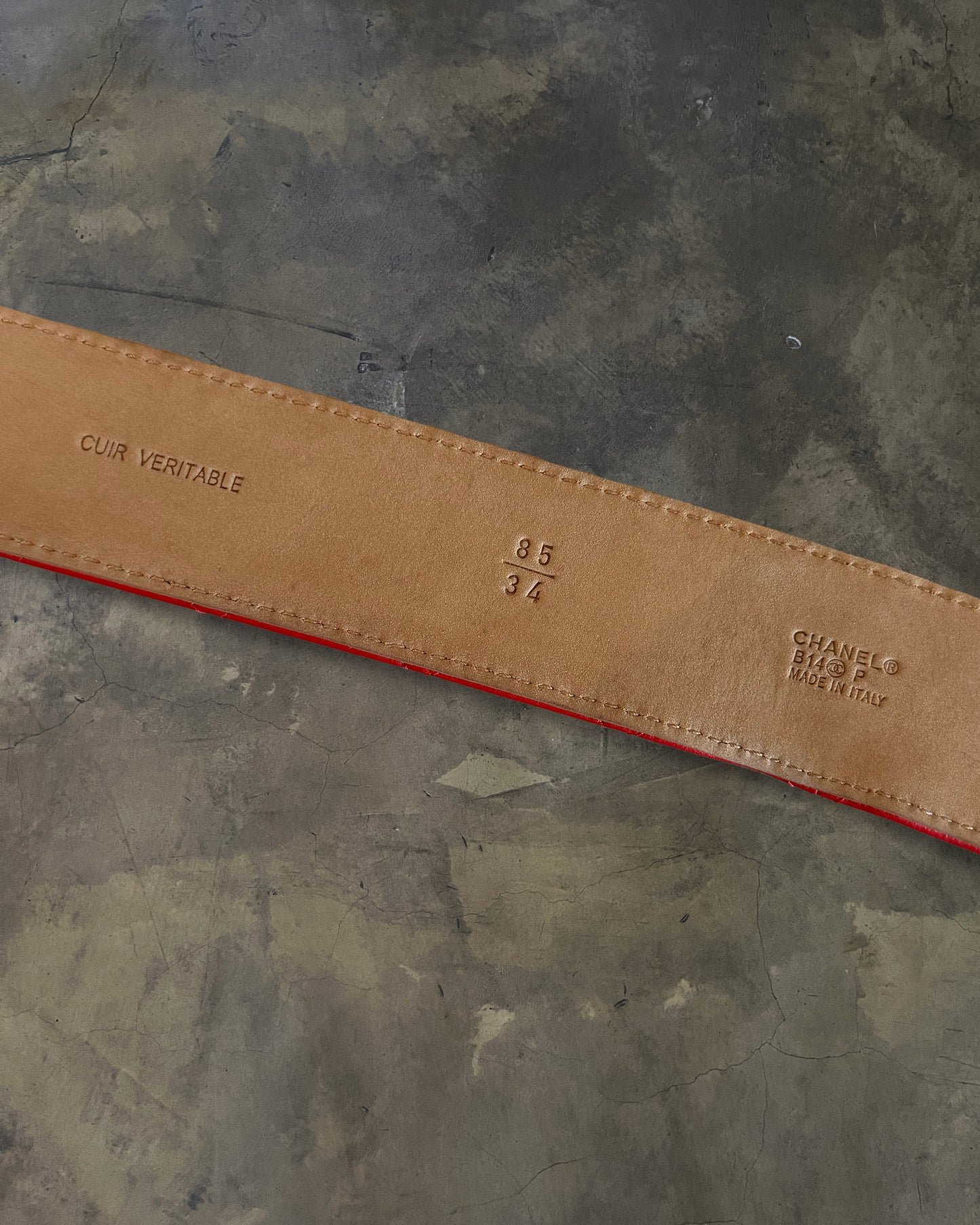 CHANEL SS2014 PIRU RED QUILTED CC BELT