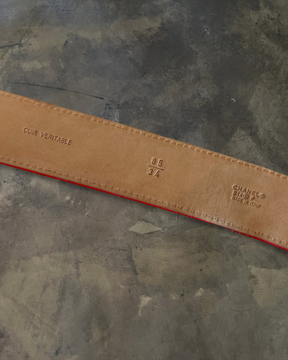 CHANEL SS2014 PIRU RED QUILTED CC BELT