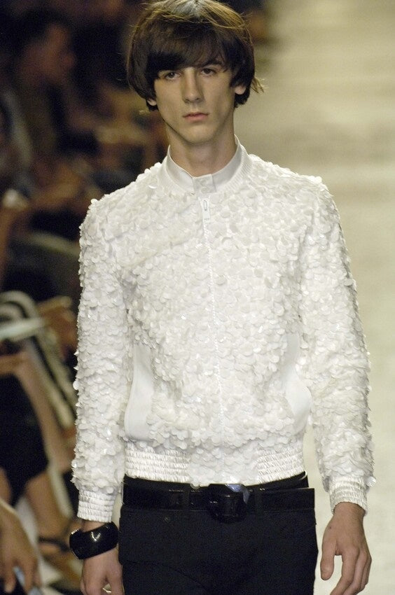 DIOR HOMME SS2007 "NAVIGATE" WHITE SEQUIN BOMBER