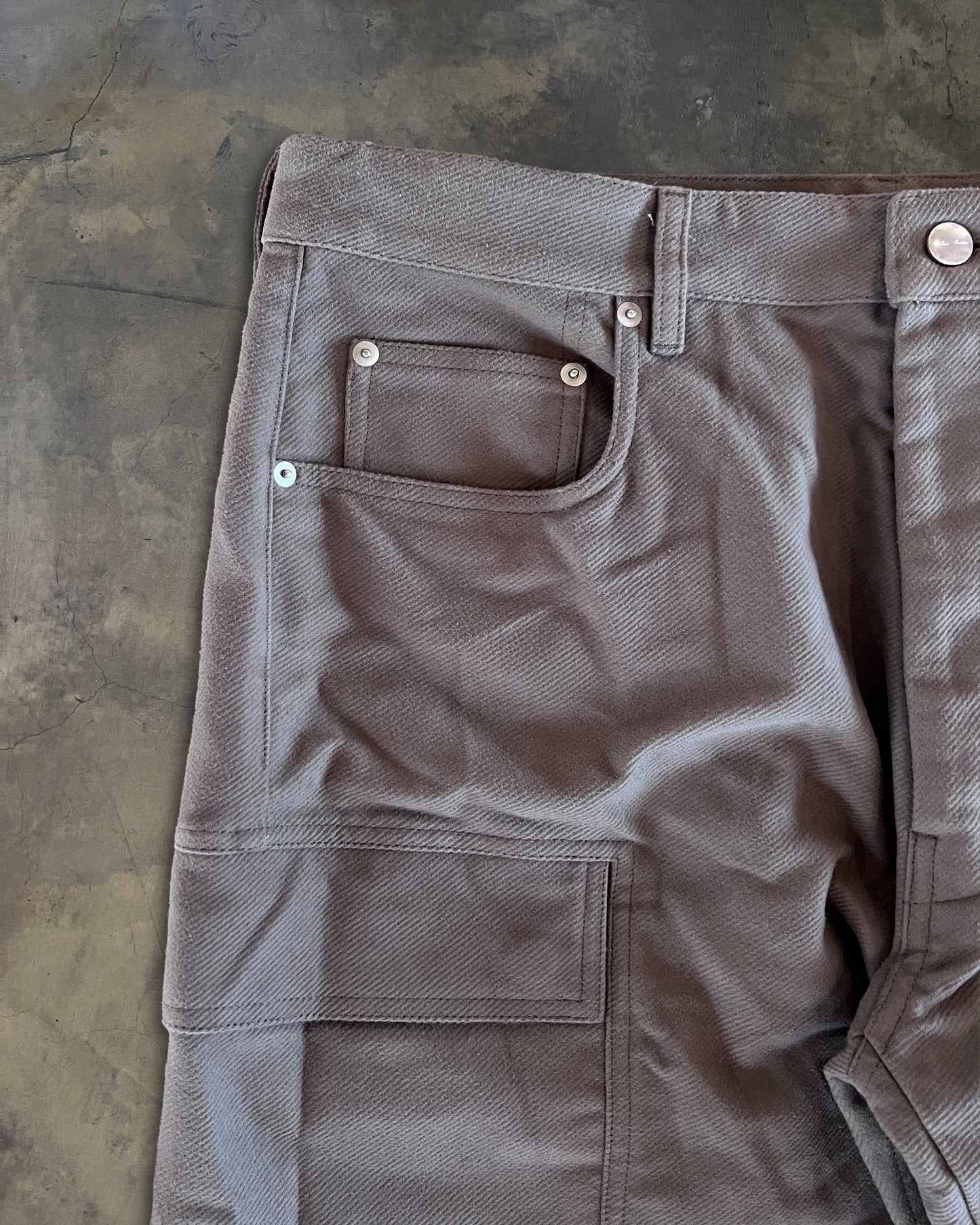RICK OWENS FW2025 "CONCORDIANS" DUST DOUBLE CARGO PANTS