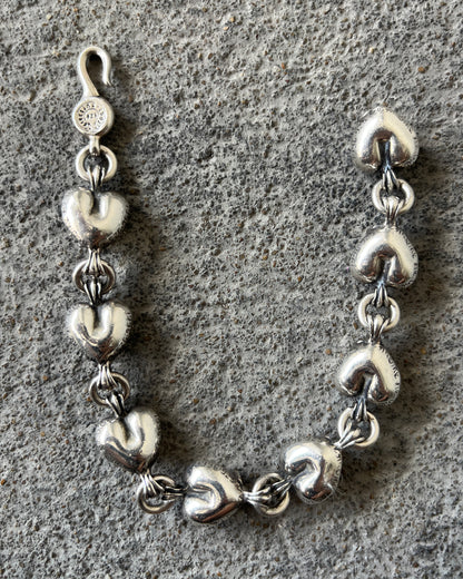 CHROME HEARTS "FLORAL HEART" MOTIF LINK HOOK BRACELET