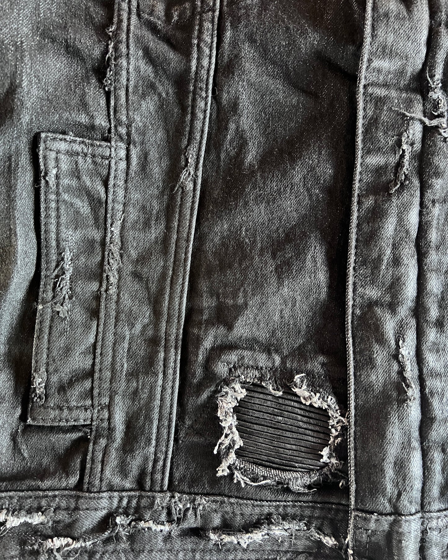 14TH ADDICTION CRASH SHEEP SKIN PATCHED RIDER JACKET