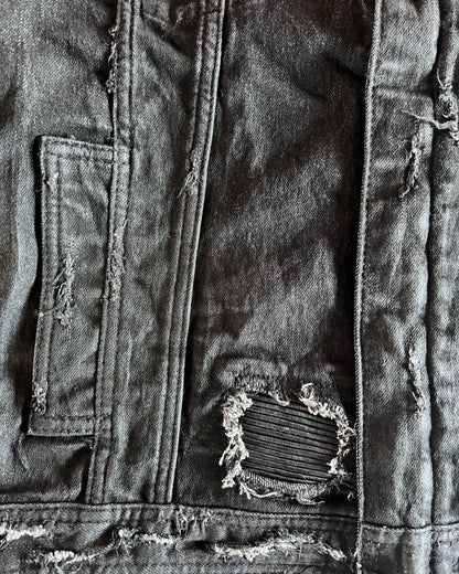 14TH ADDICTION CRASH SHEEP SKIN PATCHED RIDER JACKET