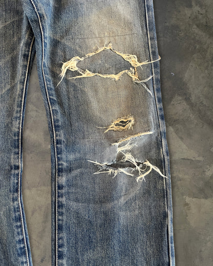 ISAMU KATAYAMA BACKLASH DISTRESSED PATCH REPAIR DENIM