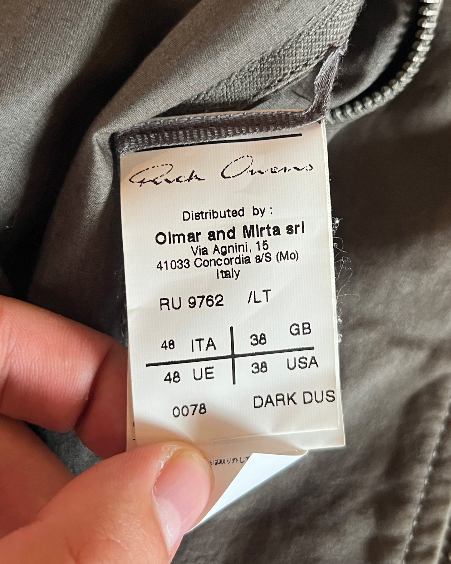 RICK OWENS WASHED CALF MOLINO JACKET
