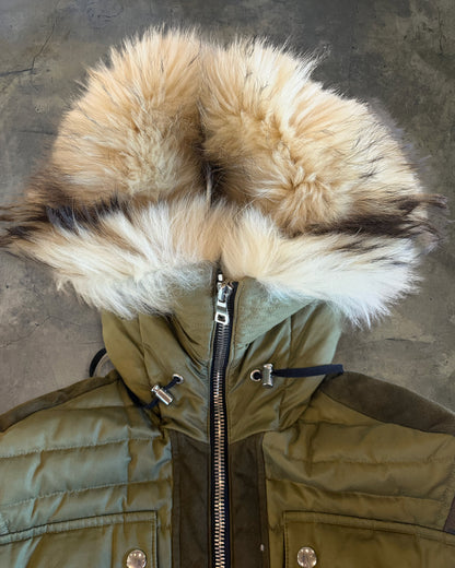 BALMAIN AW2014 FUR TRIM CAMO PRINT QUILTED JACKET