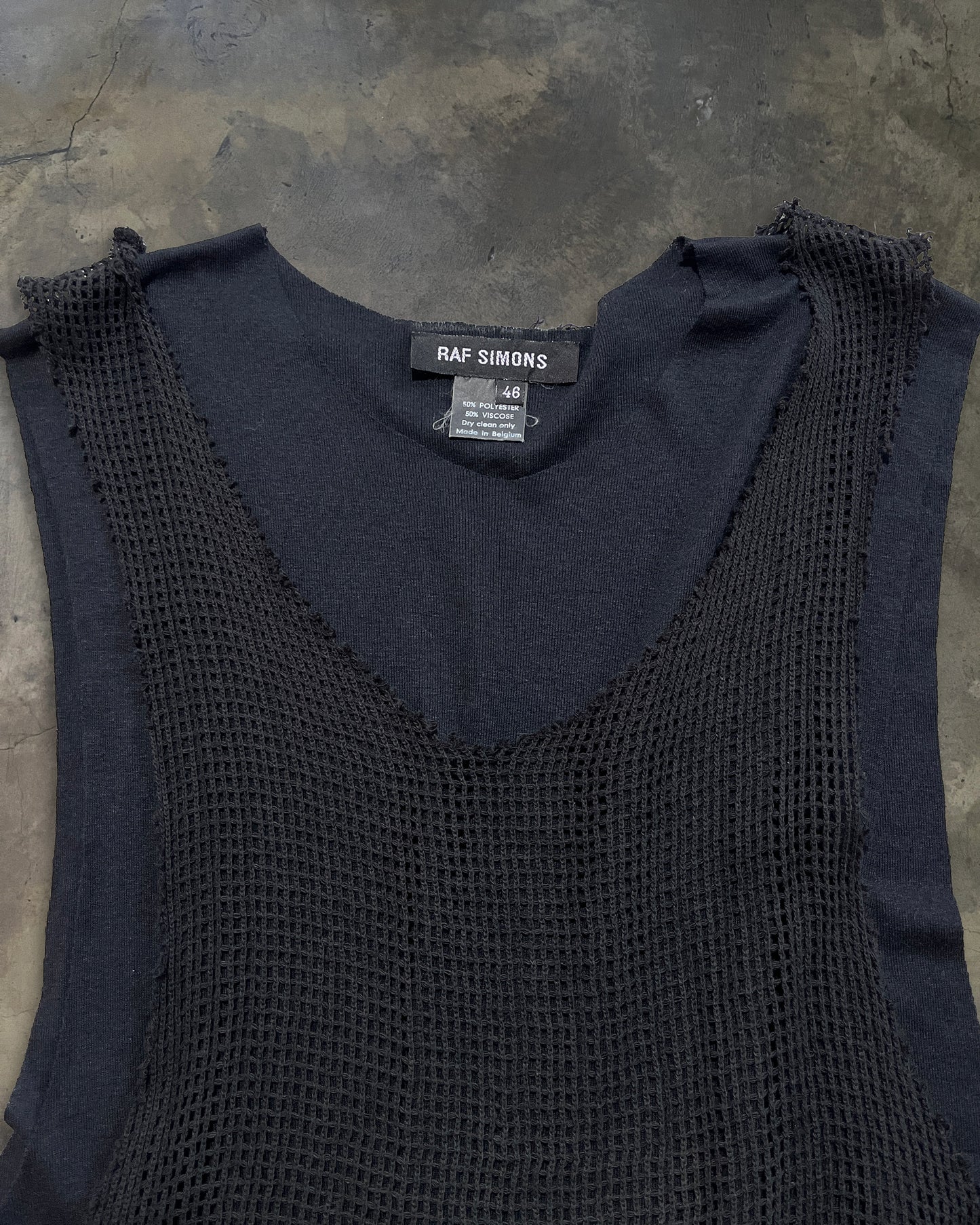 RAF SIMONS SS1999 "KINETIC YOUTH" DOUBLE LAYERED MESH TANK TOP