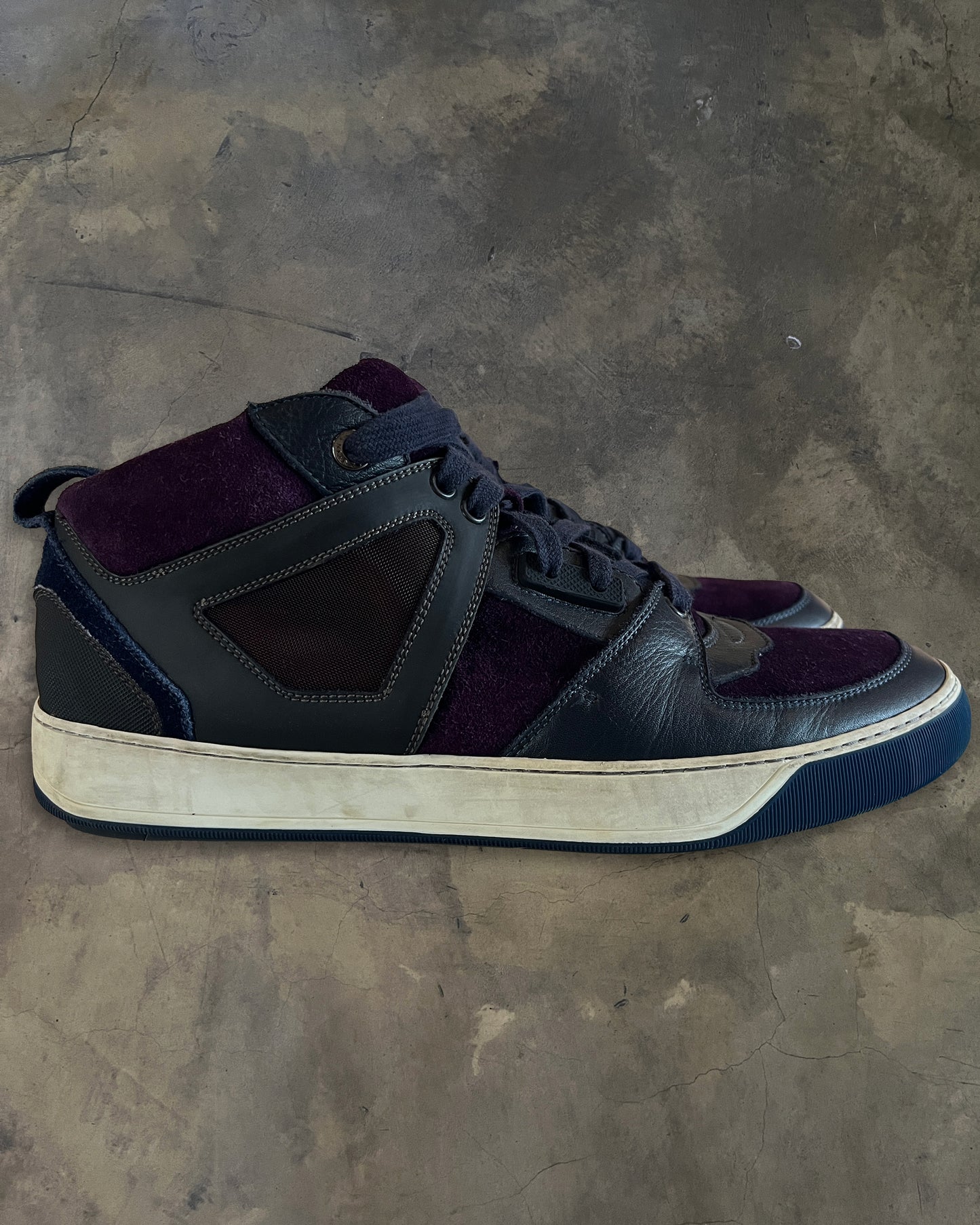 LANVIN PURPLE MID TOP SUEDE SNEAKER