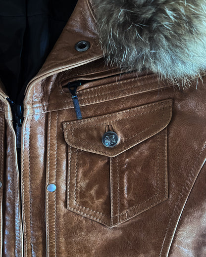 A.S.M DETACHABLE FUR LEATHER JACKET