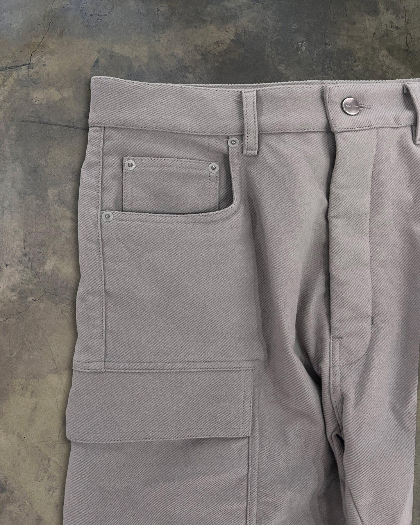RICK OWENS FW2025 "CONCORDIANS" PEARL DOUBLE CARGO PANTS