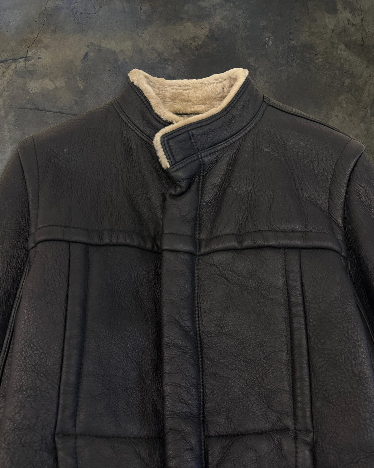 RICK OWENS FW2006 'DUSTULATOR' PANELED SHEARLING LEATHER JACKET