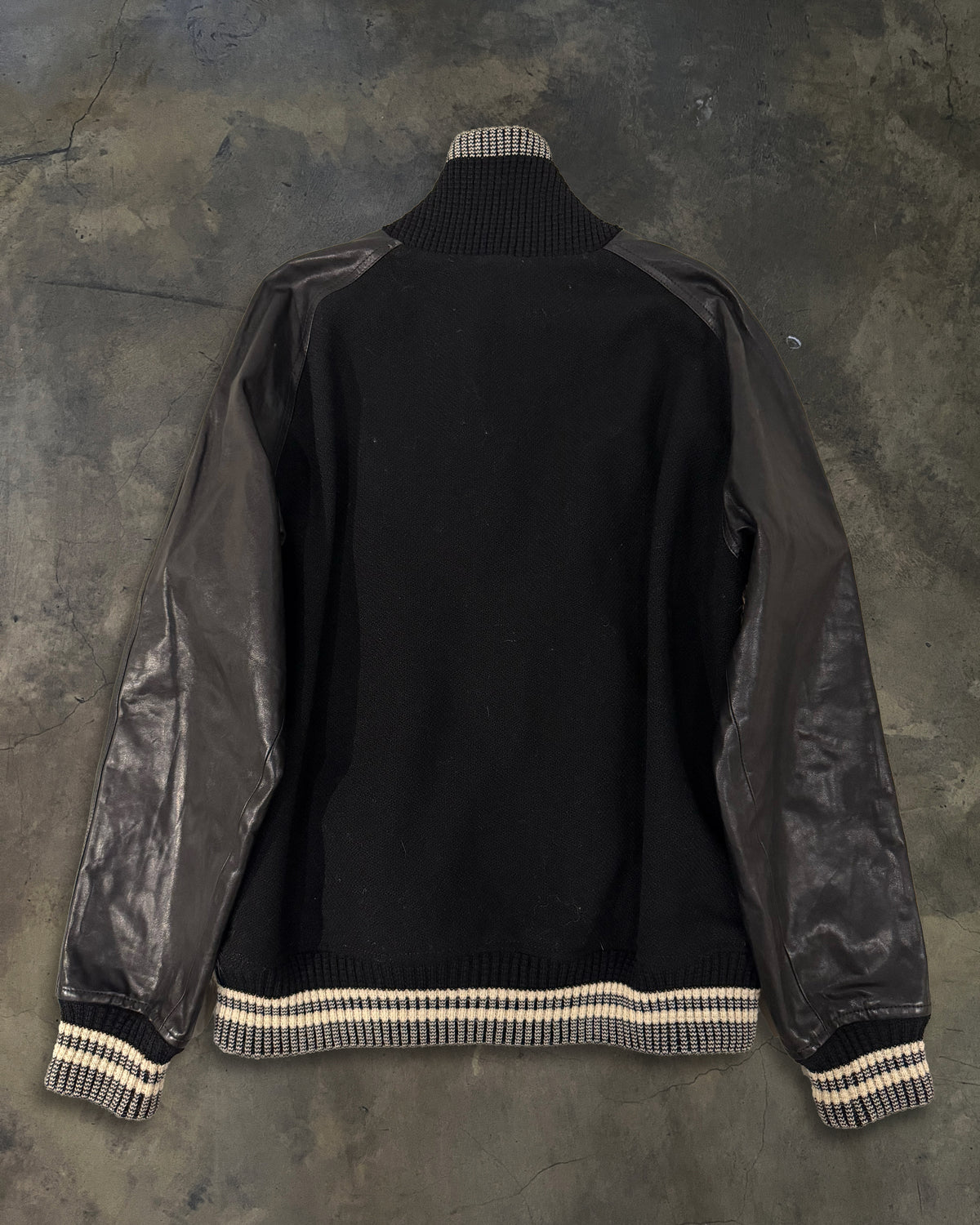SAINT LAURENT SS2014 MARMOT TRIMMED WOOL LEATHER BOMBER