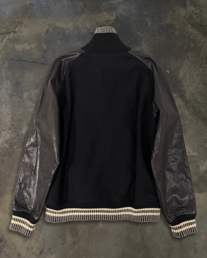 SAINT LAURENT SS2014 MARMOT TRIMMED WOOL LEATHER BOMBER