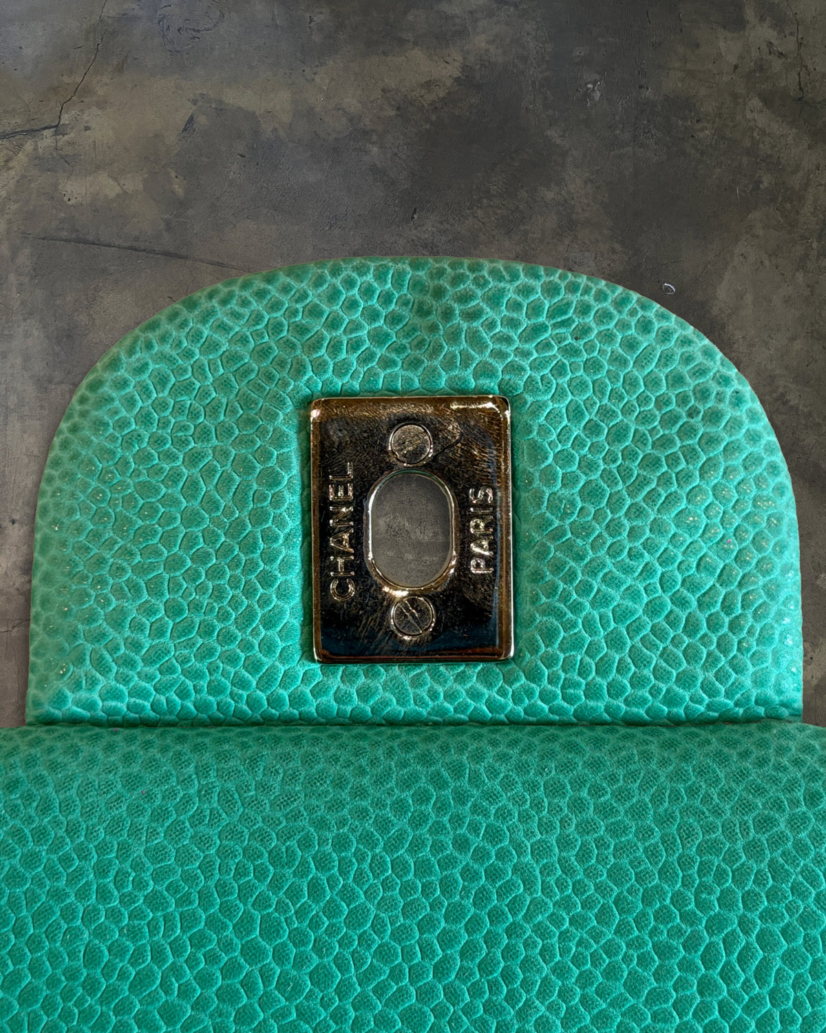 CHANEL 2014 TURQUOISE QUILTED CAVIAR MAXI DOUBLE FLAP