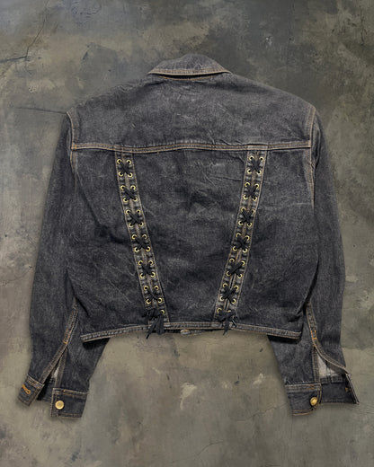 90s JEAN PAUL GAULTIER CORSET BACK JEAN JACKET