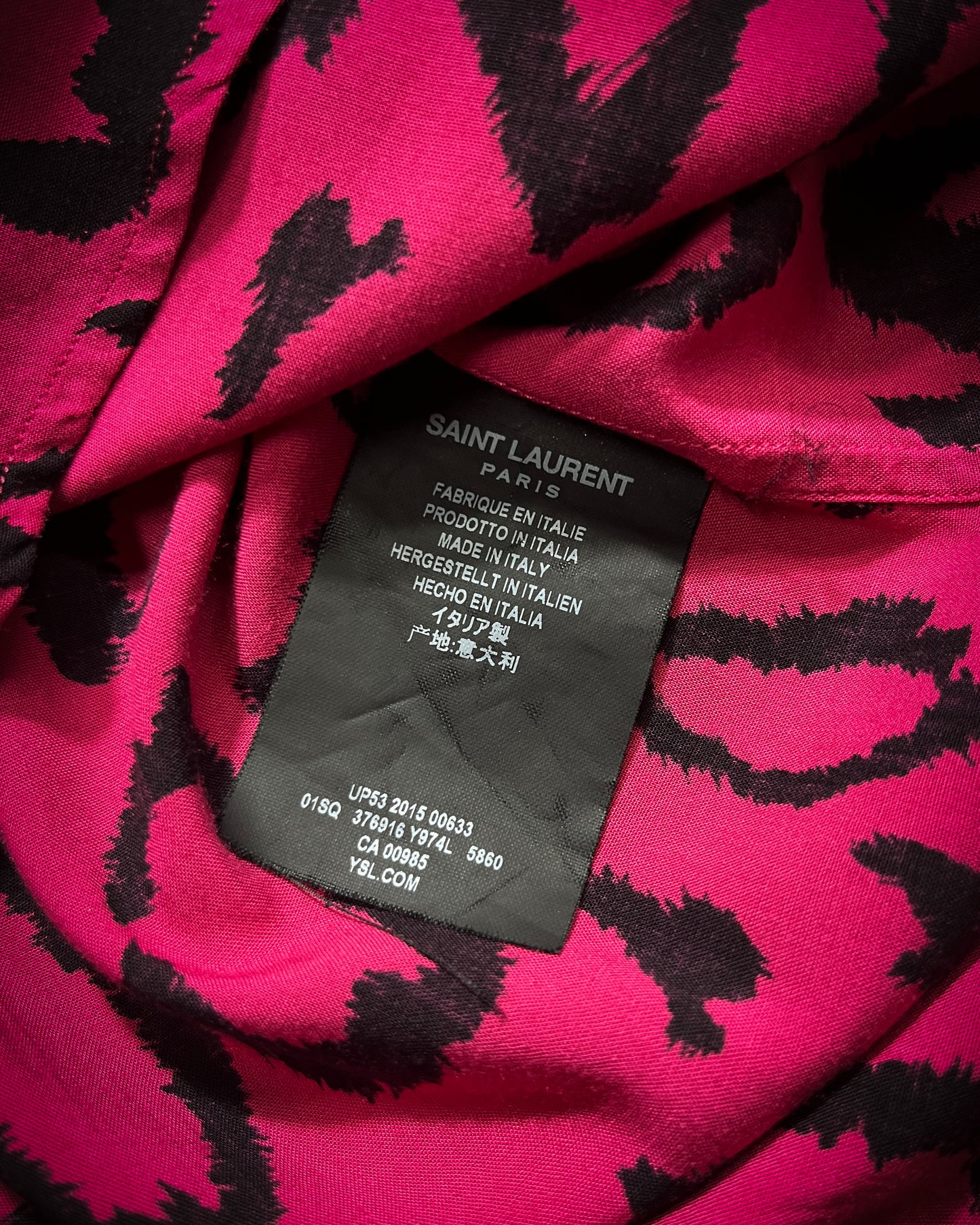 SAINT LAURENT PARIS SS2016 PINK BABYCAT BUTTON UP