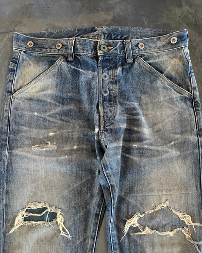 ISAMU KATAYAMA BACKLASH DISTRESSED PATCH REPAIR DENIM