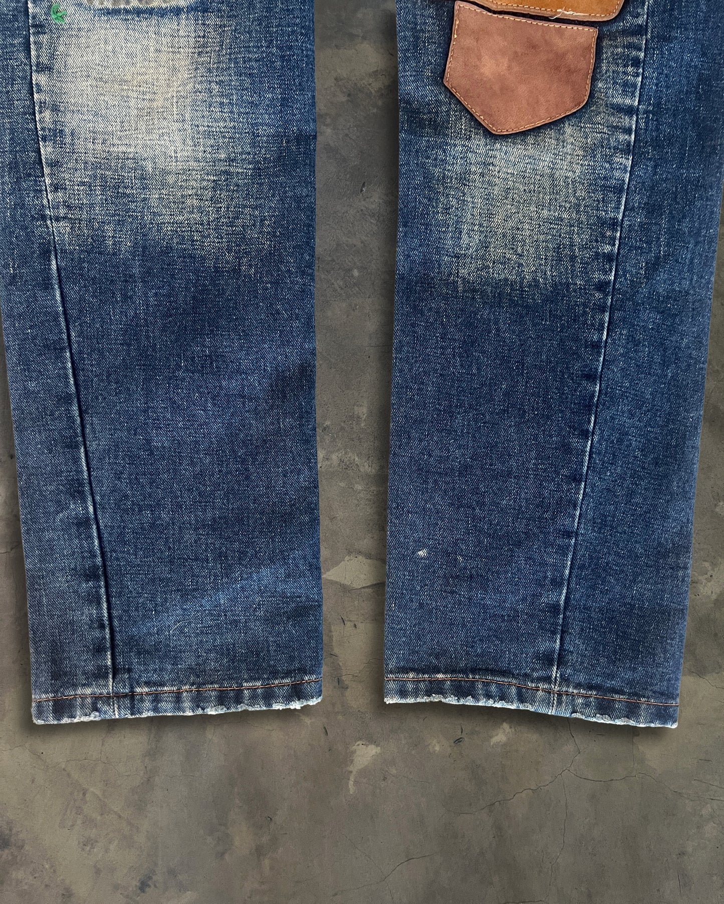 DSQUARED2 LEATHER CRAFT PATCHWORK DENIM JEANS