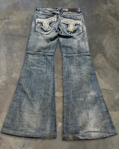 TORNADO MART STUDDED SWORD FLARED JEANS