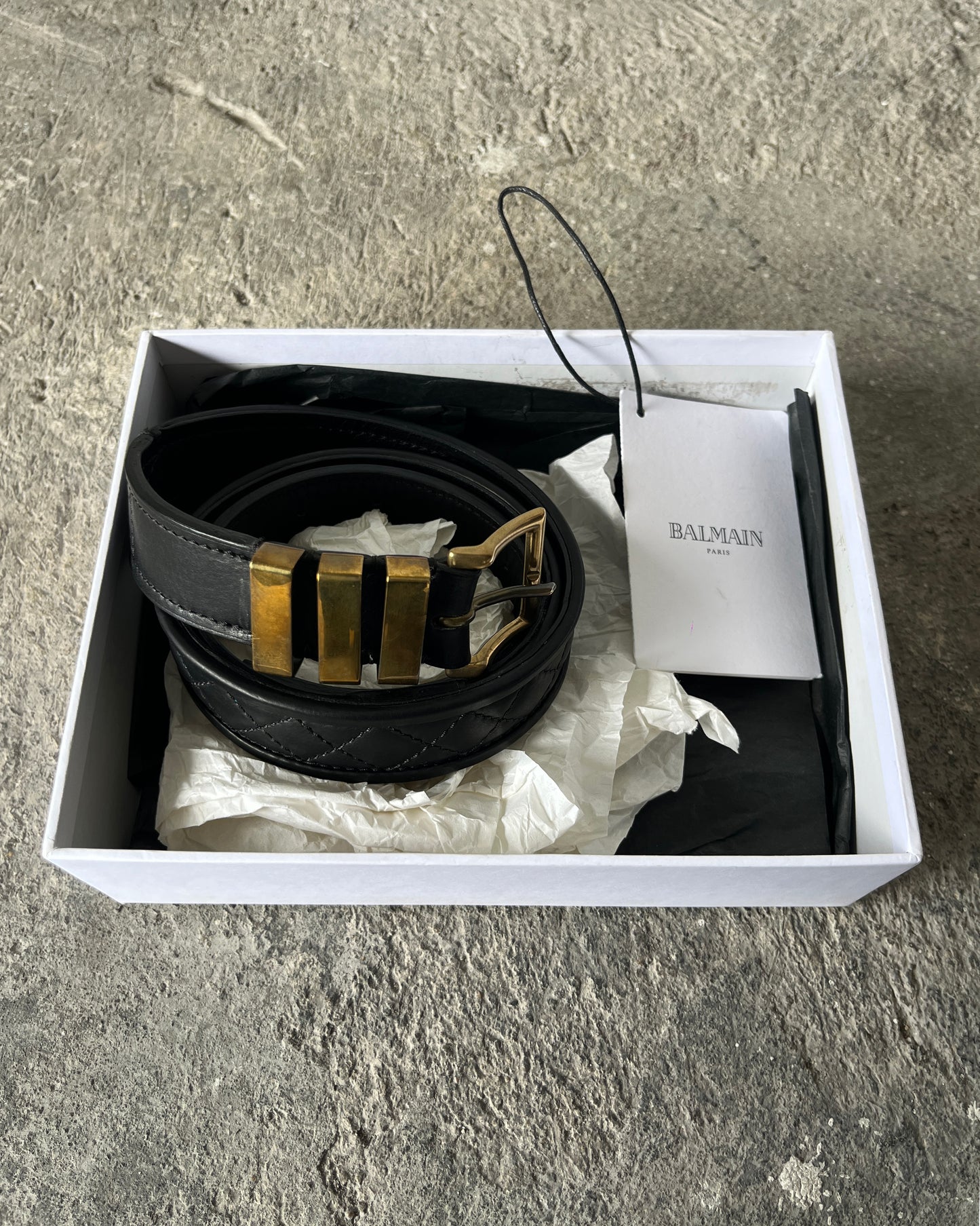 BALMAIN SS2013 3 PASSANTS DIAMOND STITCHED BELT