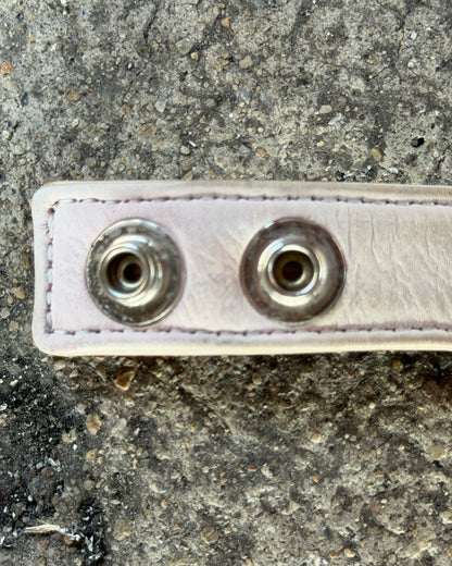 CHROME HEARTS RHODIUM PLATED STAR 3 BUTTON LEATHER BRACELET