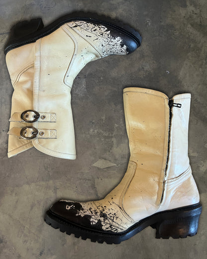 5351 POUR LES HOMMES SPLATTER BUCKLED BOOTS