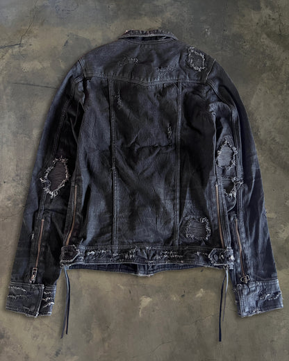 14TH ADDICTION CRASH SHEEP SKIN PATCHED RIDER JACKET