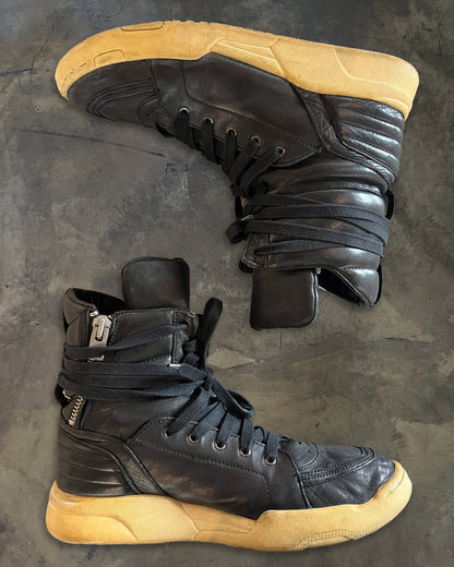DIET BUTCHER SLIM SKIN BLACK LEATHER HIGH TOPS