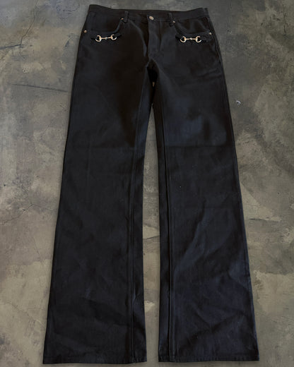 GUCCI AW2025 HORSE BIT EMBELLISHED BLACK DENIM
