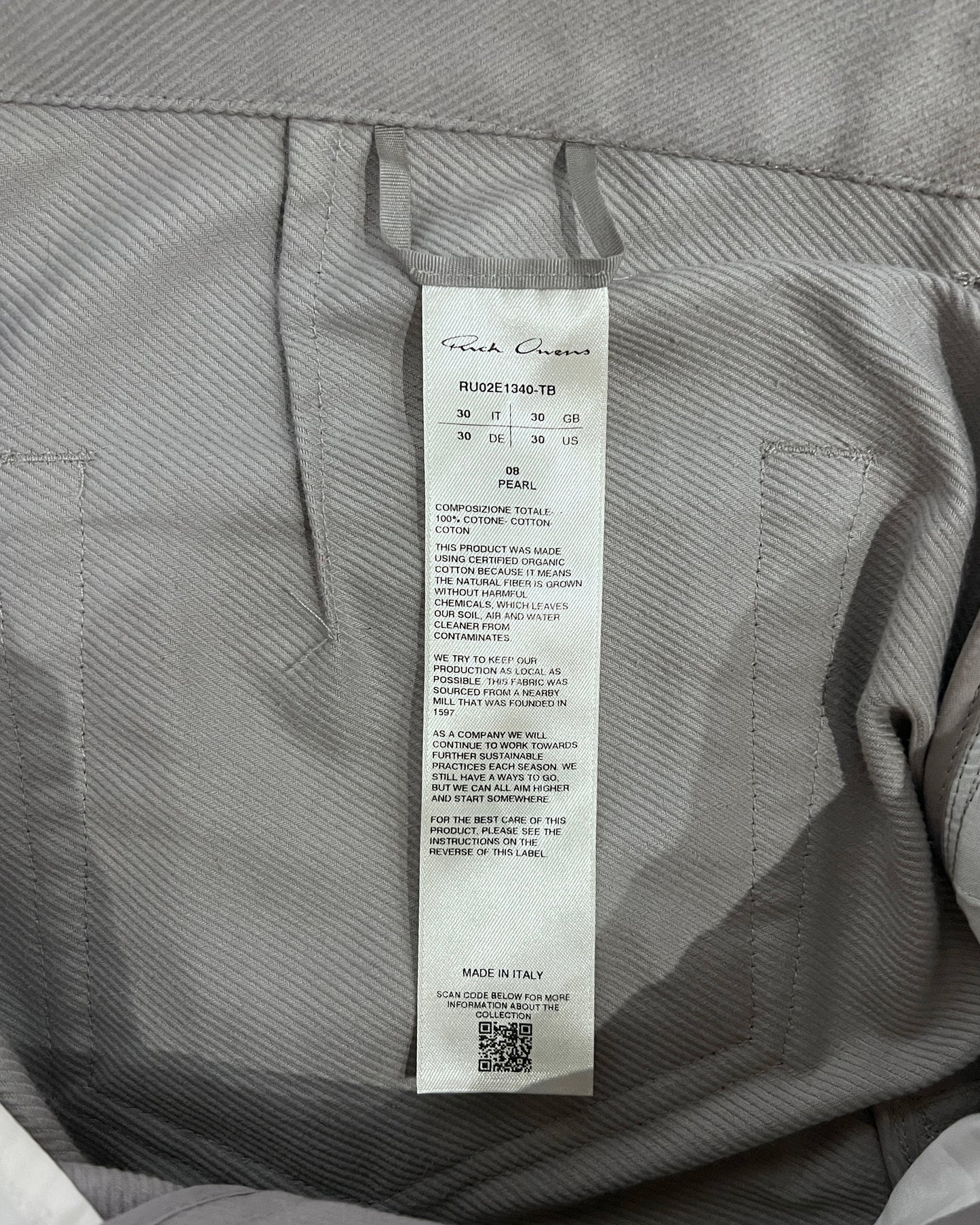 RICK OWENS FW2025 "CONCORDIANS" PEARL DOUBLE CARGO PANTS