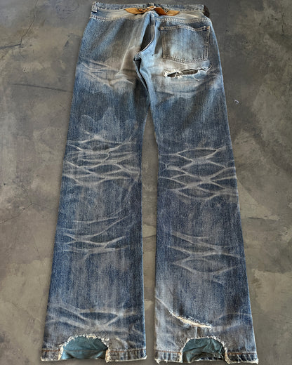 ISAMU KATAYAMA BACKLASH DISTRESSED PATCH REPAIR DENIM