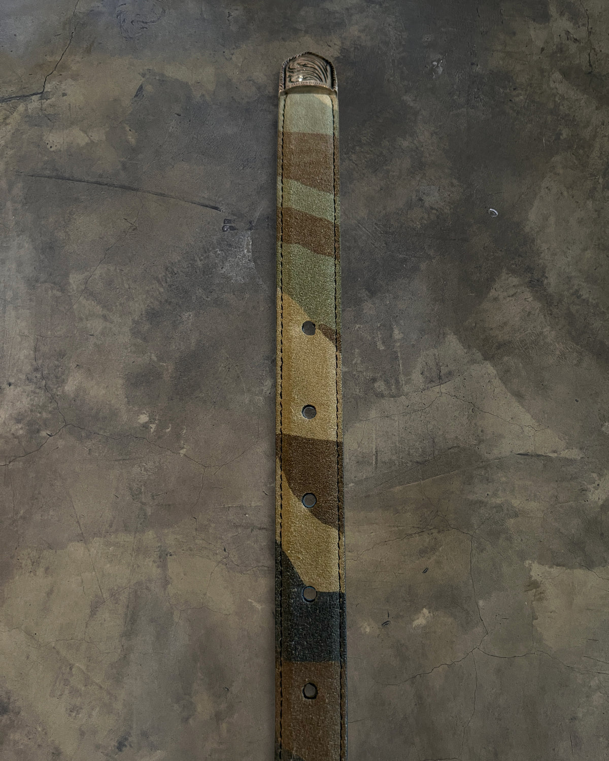 SAINT LAURENT CAMO SUEDE WESTERN BELT