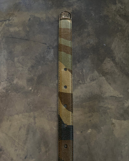 SAINT LAURENT CAMO SUEDE WESTERN BELT