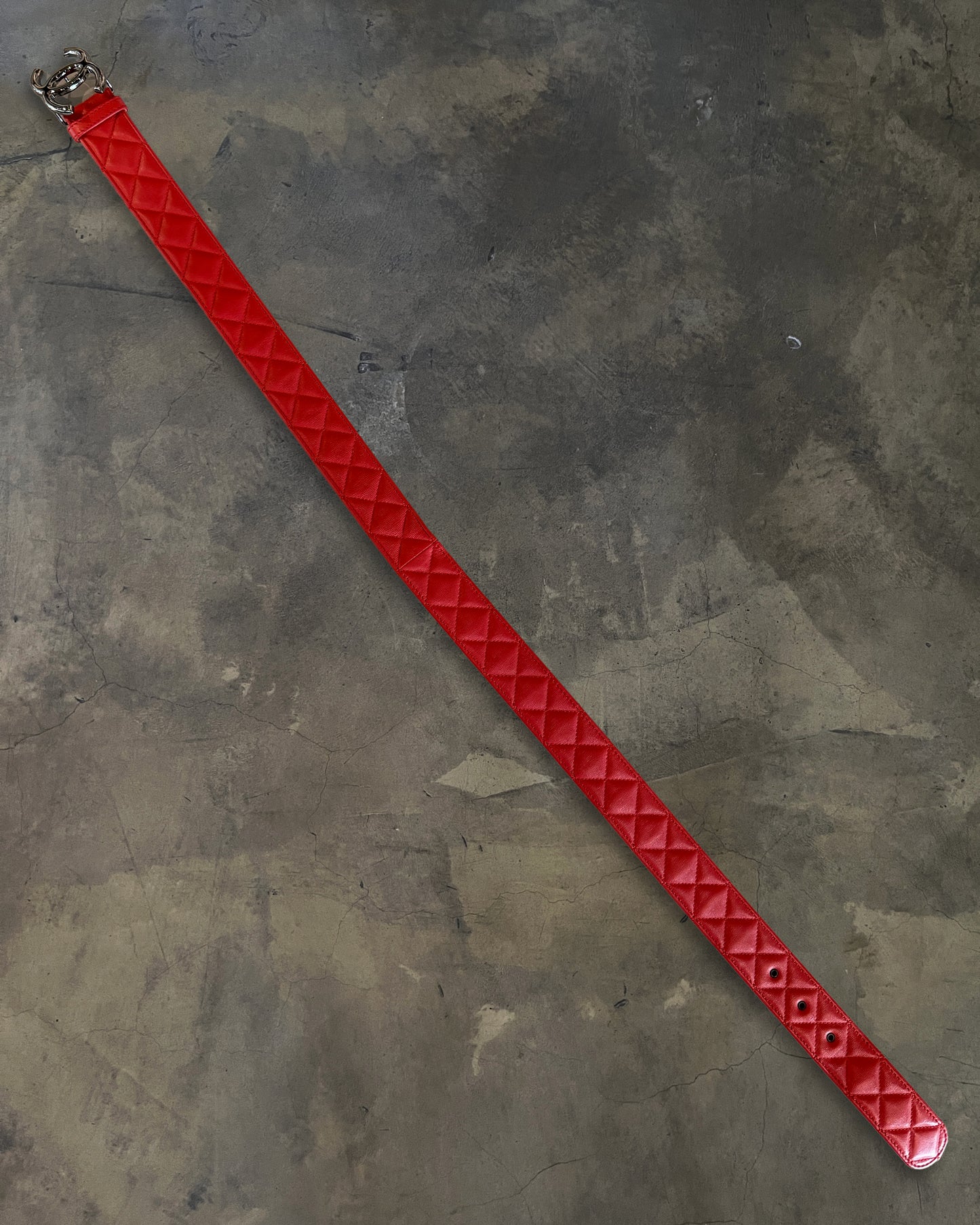 CHANEL SS2014 PIRU RED QUILTED CC BELT