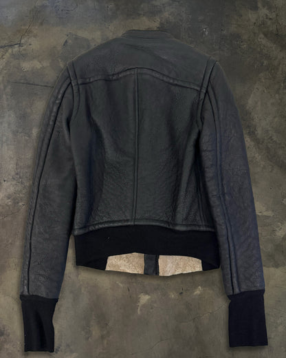 RICK OWENS FW2006 'DUSTULATOR' PANELED SHEARLING LEATHER JACKET
