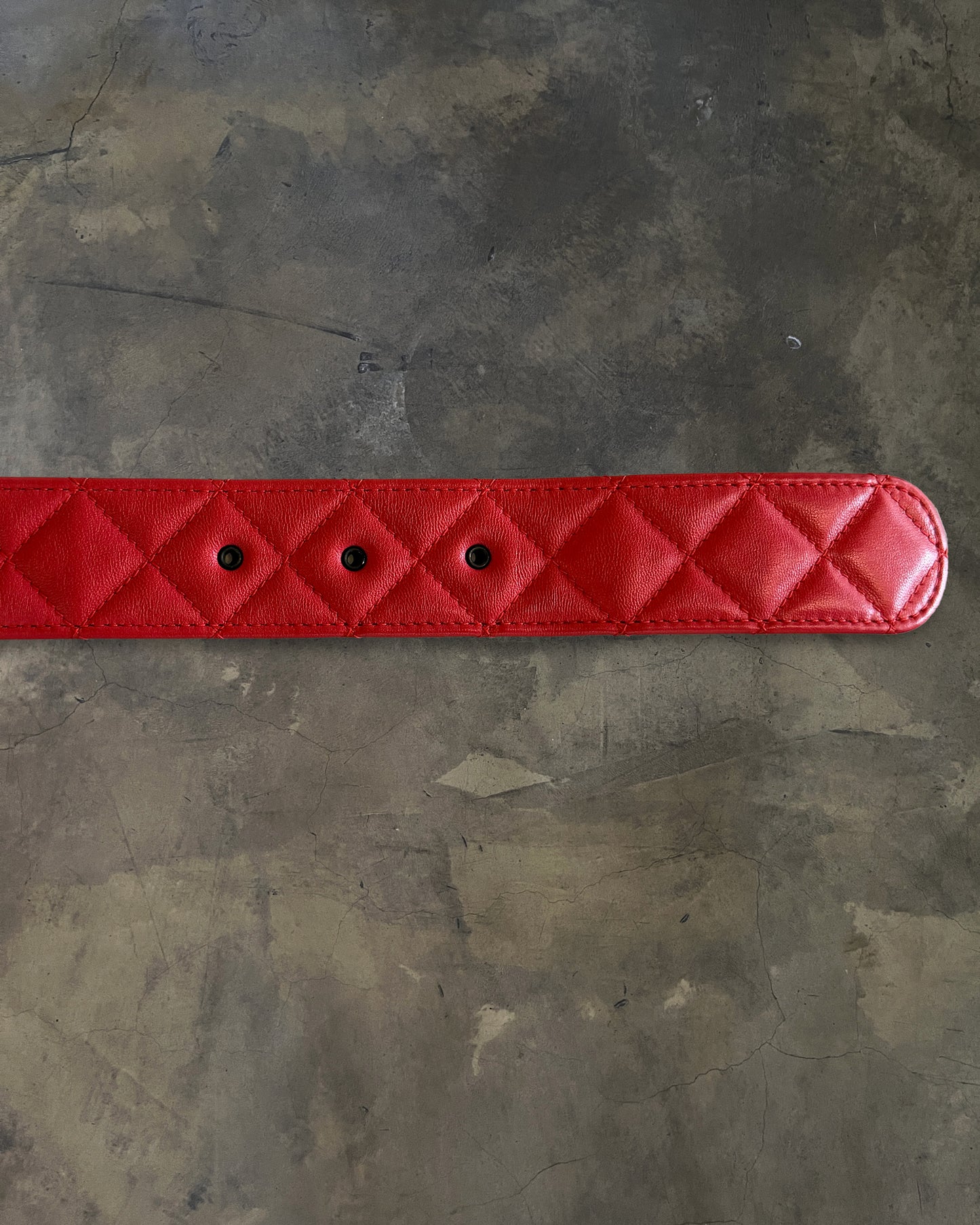 CHANEL SS2014 PIRU RED QUILTED CC BELT