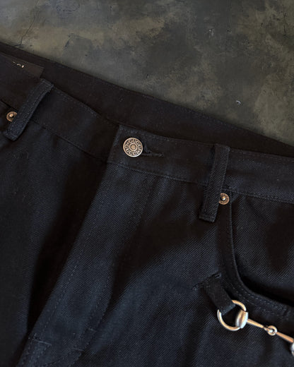 GUCCI AW2025 HORSE BIT EMBELLISHED BLACK DENIM