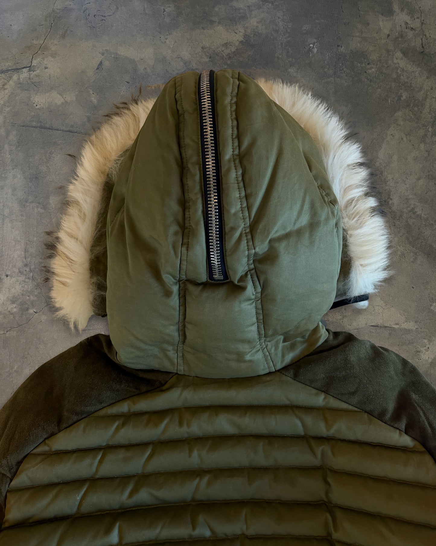 BALMAIN AW2014 FUR TRIM CAMO PRINT QUILTED JACKET