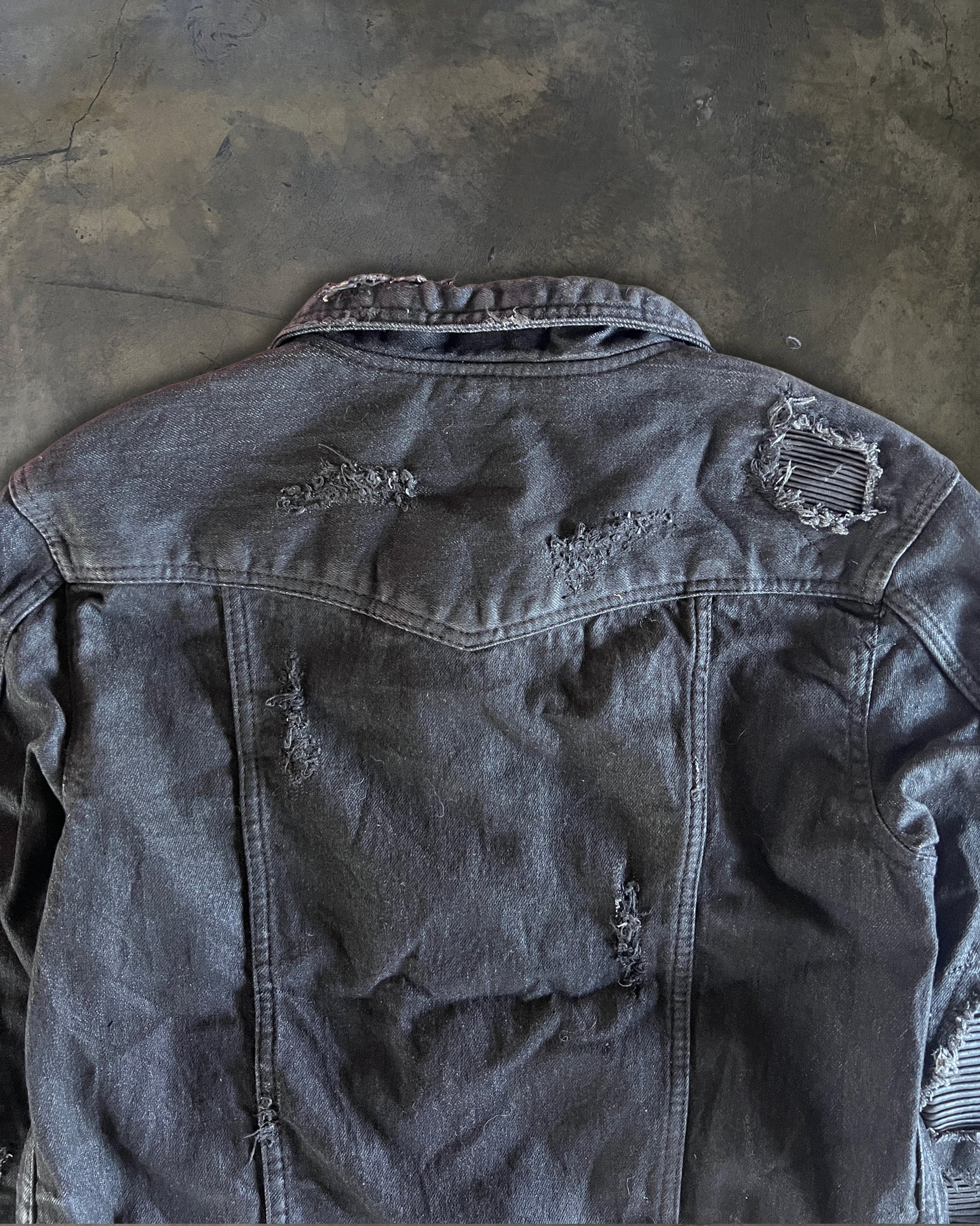 14TH ADDICTION CRASH SHEEP SKIN PATCHED RIDER JACKET