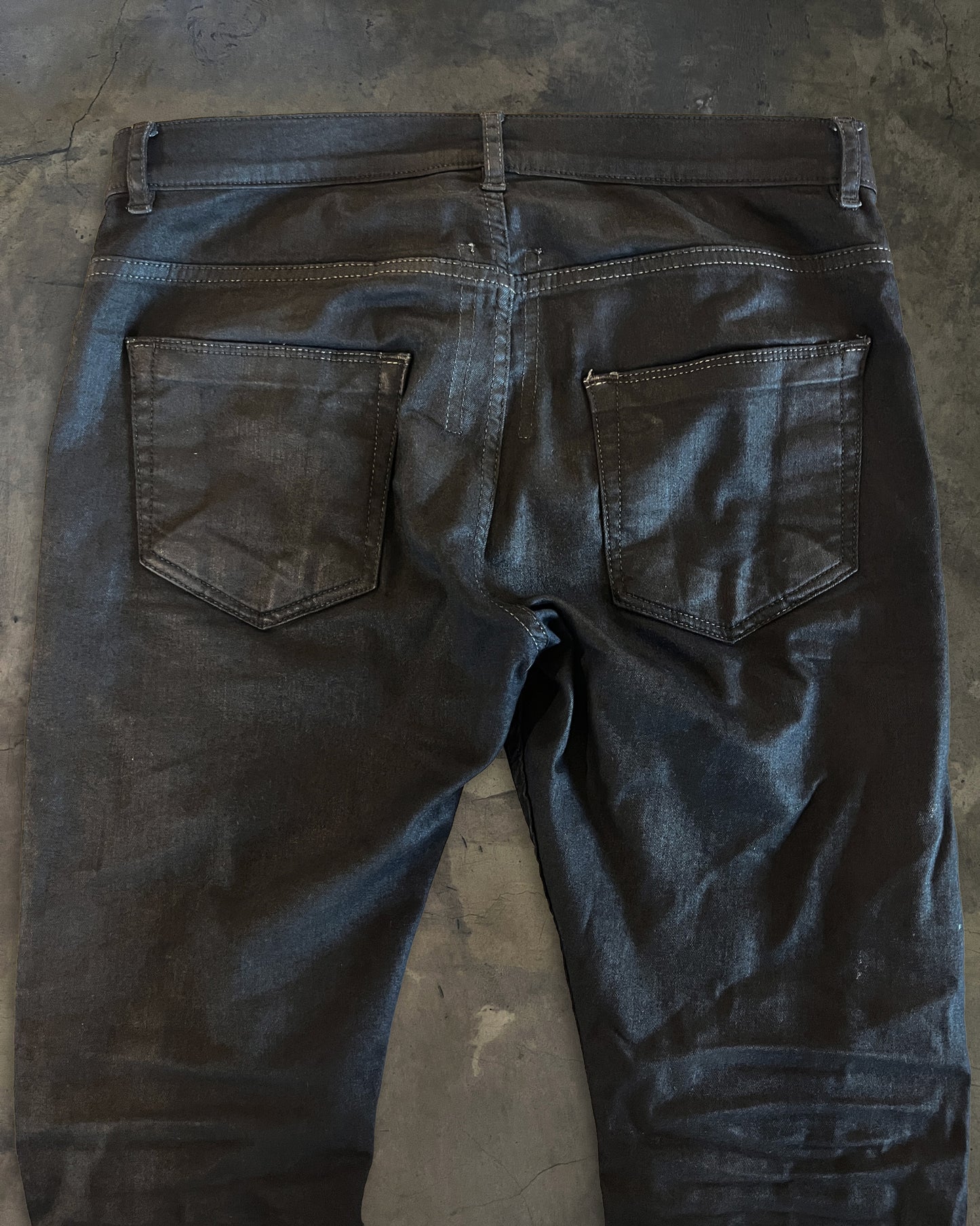 RICK OWENS SS2014 "VICIOUS" WAXED DETROIT CUT JEANS