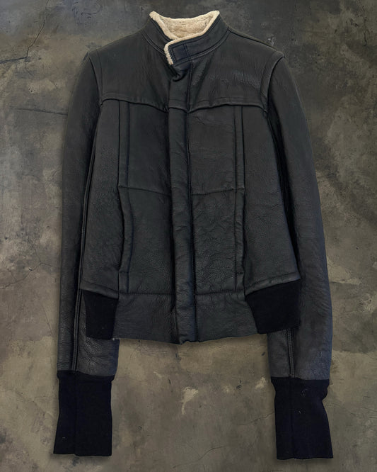 RICK OWENS FW2006 'DUSTULATOR' PANELED SHEARLING LEATHER JACKET