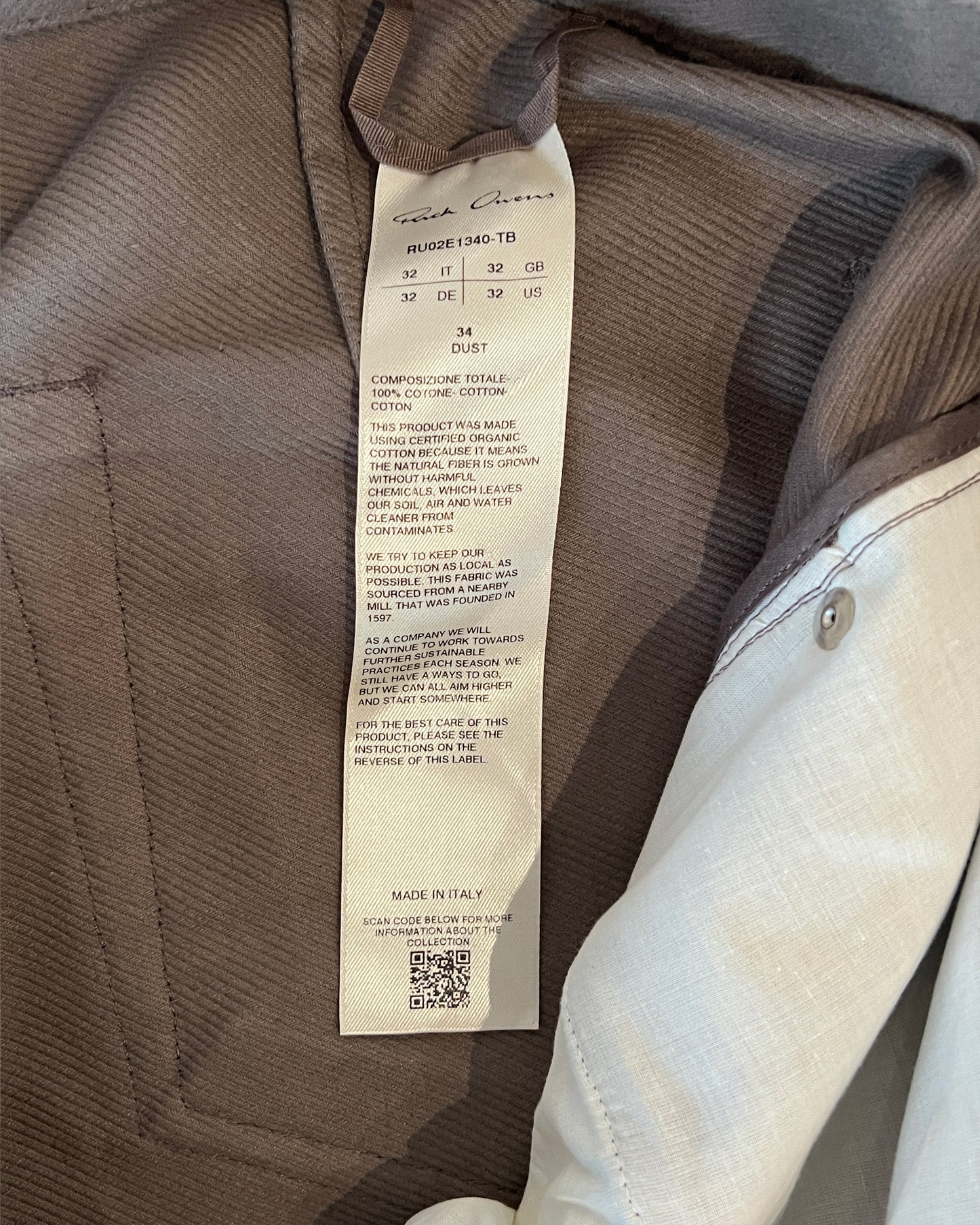 RICK OWENS FW2025 "CONCORDIANS" DUST DOUBLE CARGO PANTS