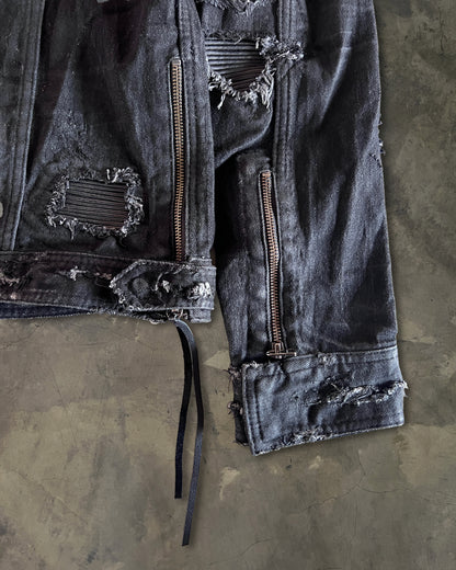 14TH ADDICTION CRASH SHEEP SKIN PATCHED RIDER JACKET