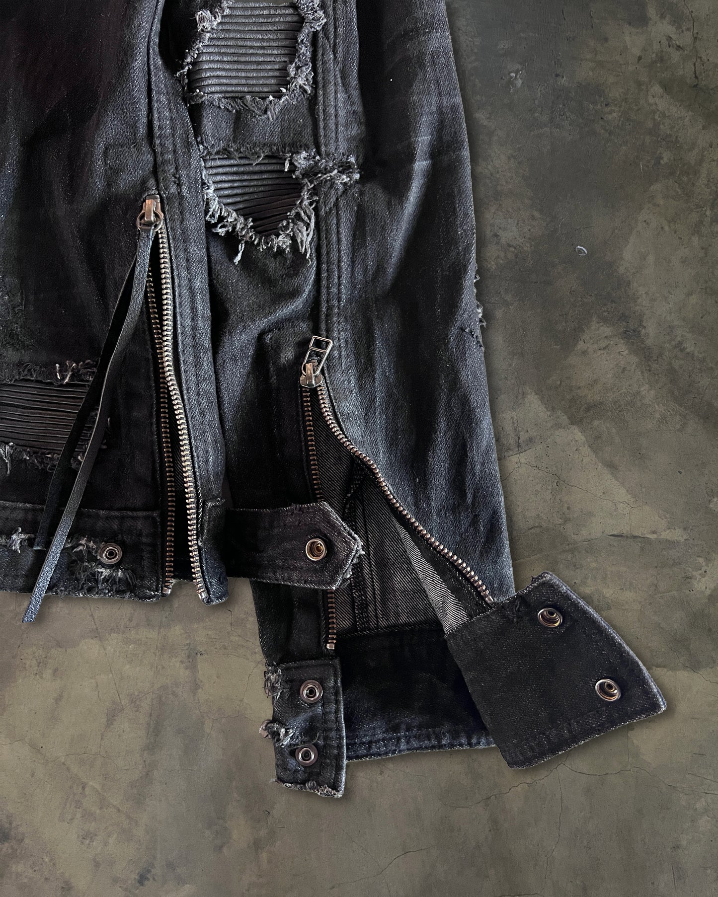 14TH ADDICTION CRASH SHEEP SKIN PATCHED RIDER JACKET