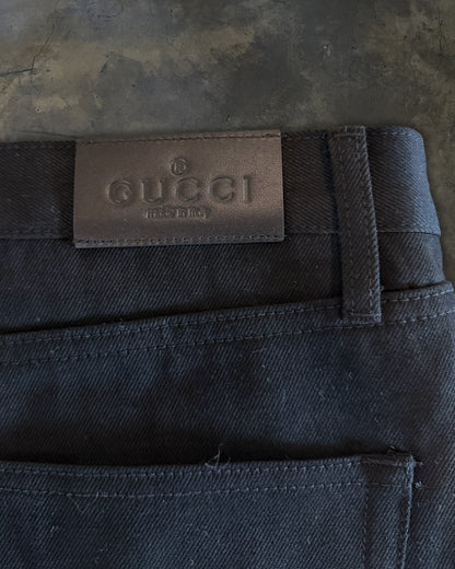 GUCCI AW2025 HORSE BIT EMBELLISHED BLACK DENIM