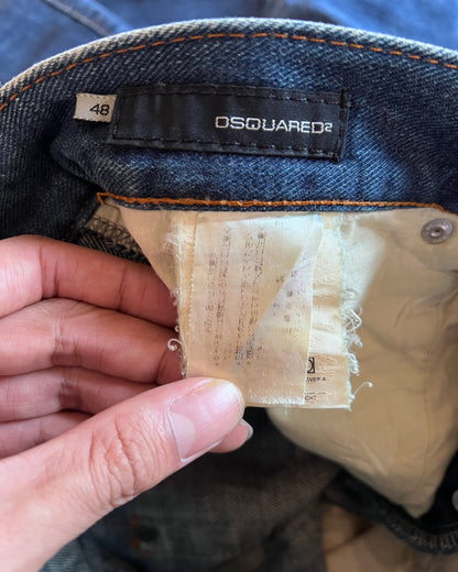 DSQUARED2 LEATHER CRAFT PATCHWORK DENIM JEANS